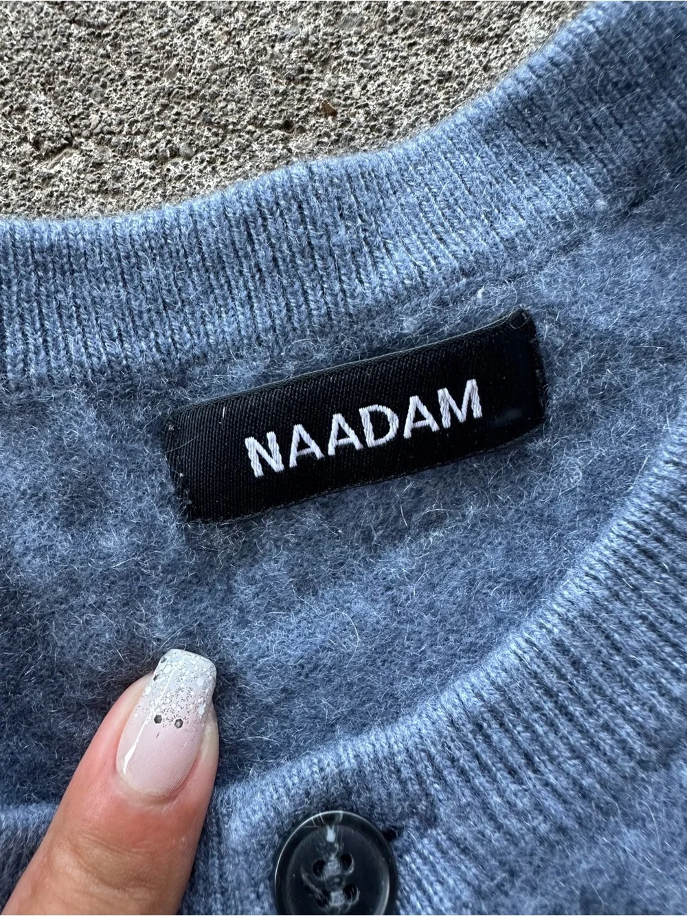 Naadam Gray Cashmere Henley Sweater